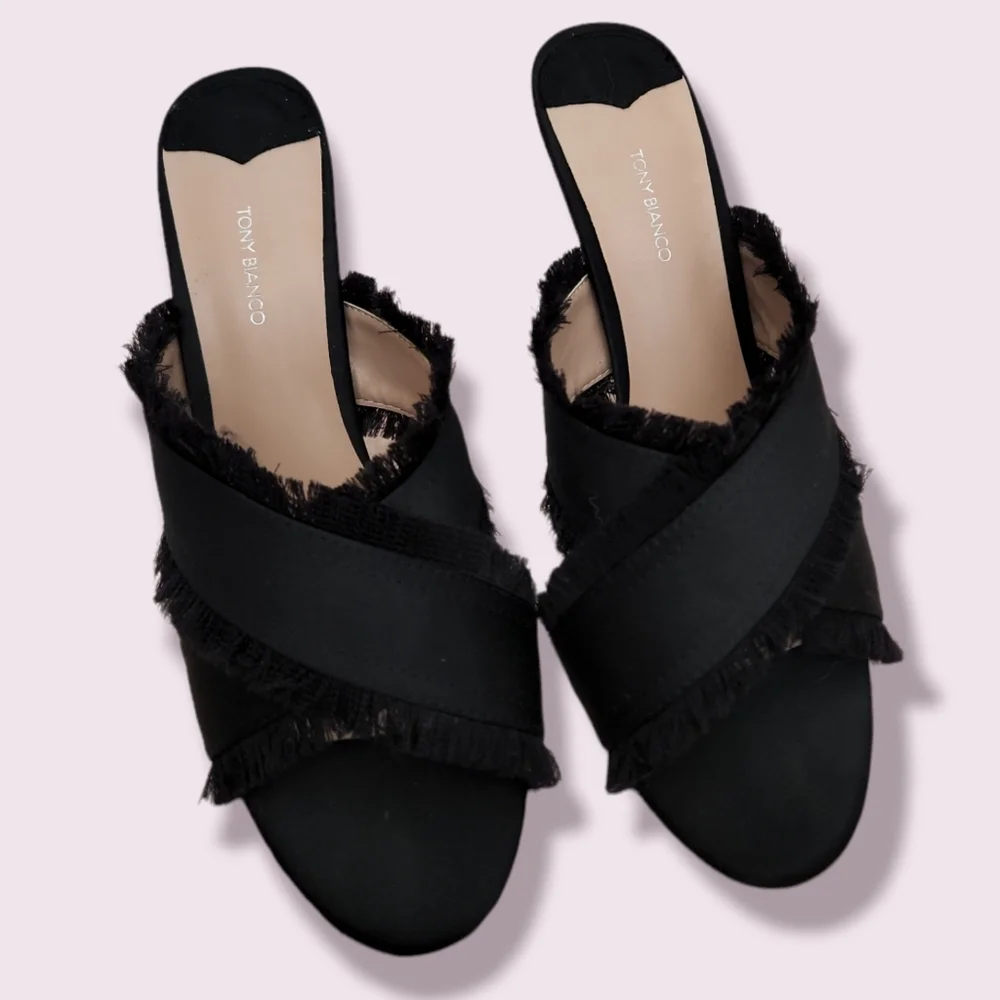 Tony Bianco Black Cross Strap Ribbon Heels - Picture 7 of 7